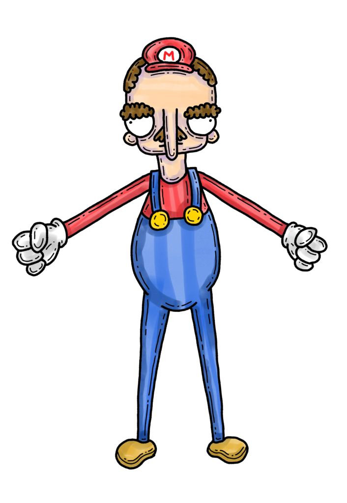 Stylized illustration of Mario from the Super Mario Bros.